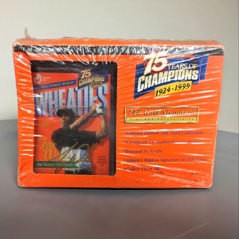Tiger Woods Gold Signature Wheaties Collector's Box